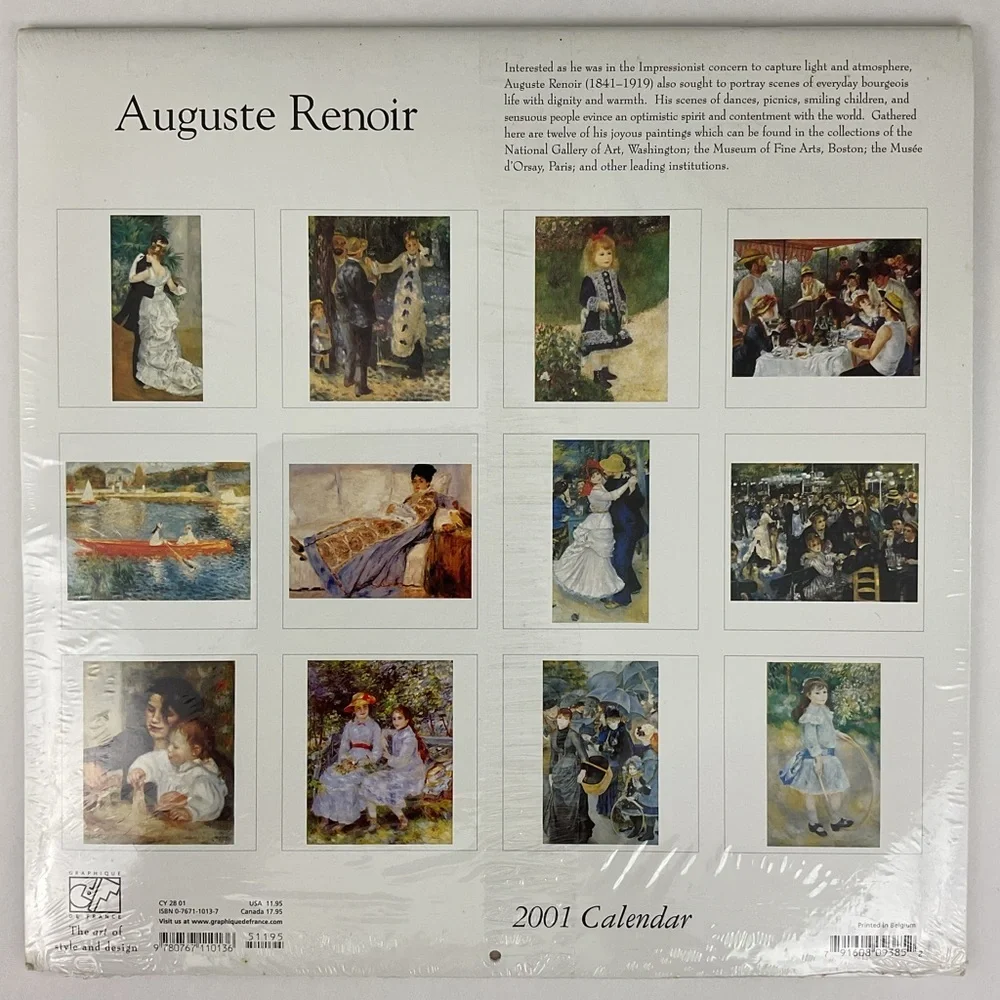 Vintage 2001 Pierre Auguste Renoir Impressionist Art Calendar